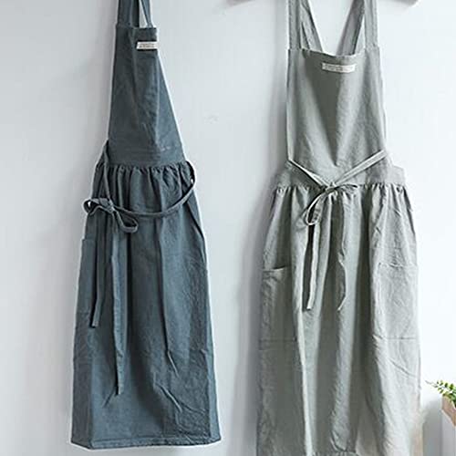 Sf-Zxtinp Cotton And Linen Kitchen Cooking Aprons Dress For Women With Pockets Cute For Baking Painting Gardening Cleaning #TOP5