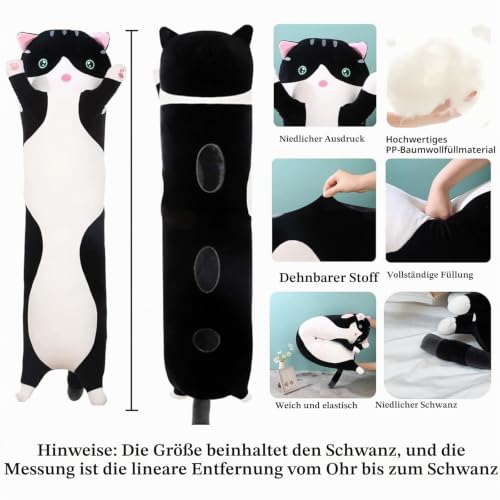 Aiuidun Lange Katze Kuscheltier Stofftiere Katzen Plüsch Kisse Süße Kätzchen Plüschtier Schlafkissen… – Ansicht 4