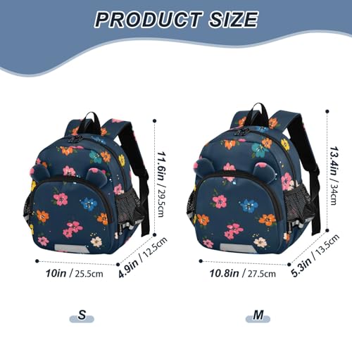 Kid's Backpack for Boys & Girls Toddler Bag Colorful Flowers Pattern Backpack with Safety Leash2