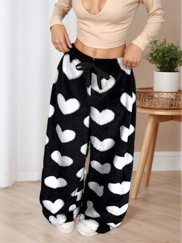 Image of VCM Leopard Print Pants Y2k High Waisted Baggy Trousers Drawstring Fluffy Cheetah Fuzzy Pajama Sleepwear