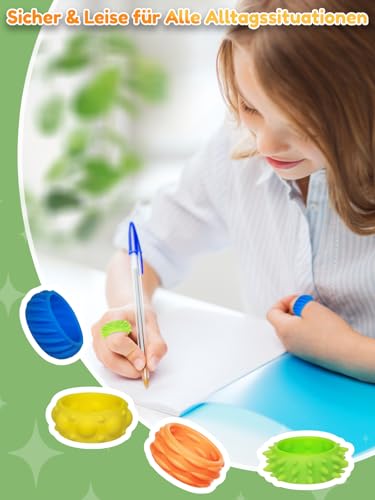 Willingood 12 Stück Silikon Fidget Toys, Anti-Stress Ring für Kinder und Erwachsene, Sensorik Spielzeug, Massageringe für Finger Akupressurring, Fidget Ring für Anxiety, ADHD, Autismus