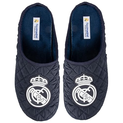 MARPEN SLIPPERS, Zapatillas de casa Real Madrid CF Oficiales Temporada 24/25 Acolchadas para Hombre o Mujer, Suela Caucho Diseño Fútbol, Talla 38