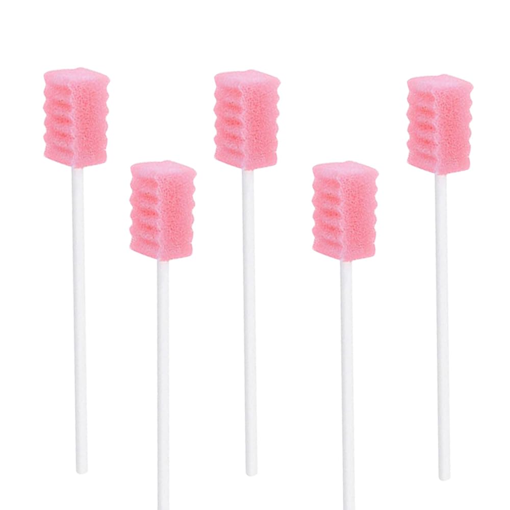 Wellgler's Disposable Oral Swabs,Sterile Sponge Mouth Swabs,Individually Wrapped (100pcs,Pink)