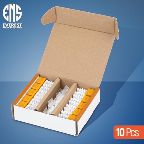 Image of Everest 90 Degree RJ45 Cat6A Keystone Jacks Slim Profile 10-Pack Yellow | Compatible with 90 Angled Speed Termination Tool - easyJACK (B094WB91H3)