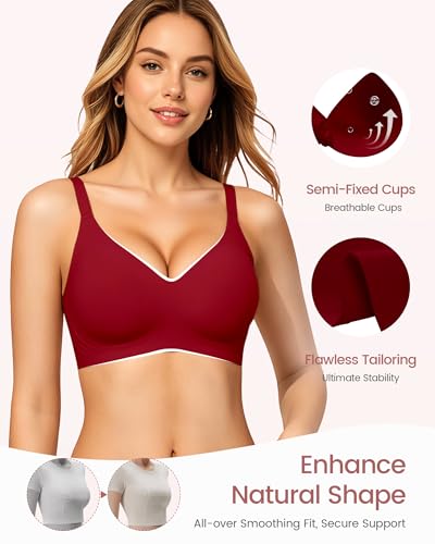 Image of Gailife Smooth Wireless Jelly Bras for Women No Underwire Seamless Push Up Bra Full Coverage Soft Suppor Tshirt Bralettes
