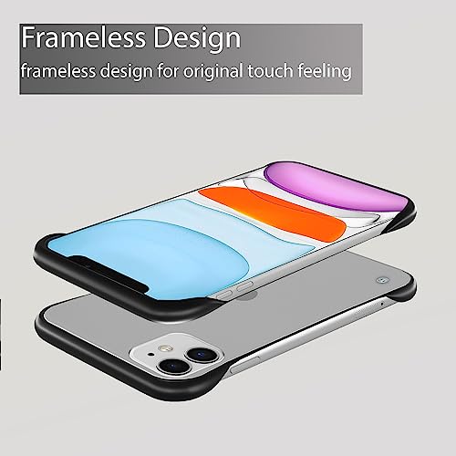 Image of Amazon Basics Cover for iPhone 11 |Hybrid Frameless|Full Camera Protection|Raised Edges|Frosted Matte Translucent Bumper Case(Black)