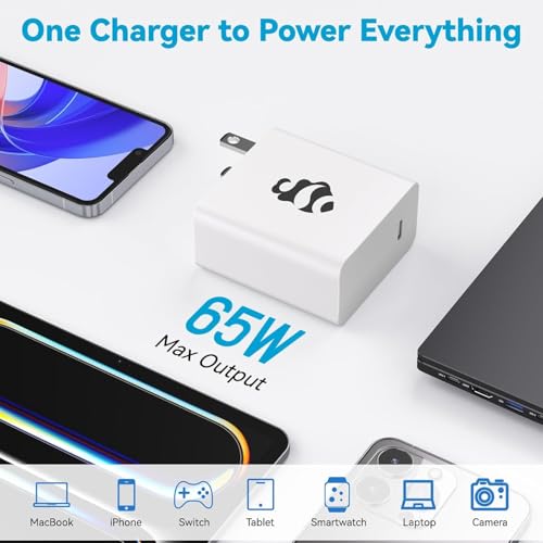 65W GaN USB C Fast Charger, PD 3.0 Wall Adapter with 6.6ft Cable, Reliable Power Block for MacBook Pro/Air, iPhone-16/15, iPad, Sam-sung-S24, PPS Laptop Charger for Travel, Home & Office - image 2