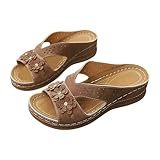 Genérico Sandalias Confort Mujer Comodas Zapatos de Verano Sandalias de Playa con Tacón Bajo para Mujer,Informales,Huecas,con Cuñas Zapatos Verano Comodos (Brown,39)