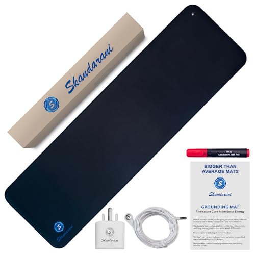 Skandarani Grounding Mat Earthing UK- 30x100 cm EMF Free - Wellness Mat for Sleep Stress & Pain Relief- Grounding Mat for Earthing Benefits UK Plug Testing Pen & Guide Included