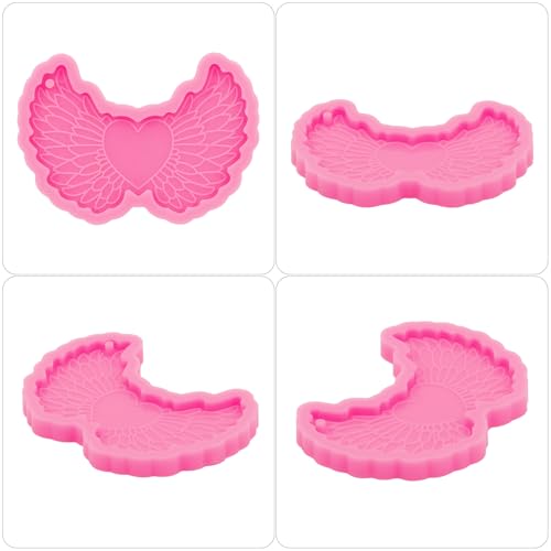 Angel Wings Glossy Love Heart Wings Silicone Mold Resin Mold for DIY Keychains Pendant Ornament Resin Crafting Epoxy Mold for Jewellery Making, Chocolate Cake Mould
