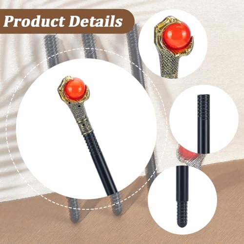 Image of GORGECRAFT Vintage Walking Stick Antique Cane Plastic Halloween Party Cosplay Scepter Gold Eagle Claw Red Ball Costume Cane Grasping King Wand Handle Knob Punk Prop for Themed Events Stage Shows