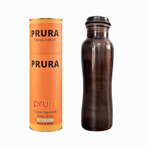 PRURA Wasserflasche aus Kupfer, Federdruck, auslaufsicher, ayurvedisches Trinkgefäß – Ansicht 1