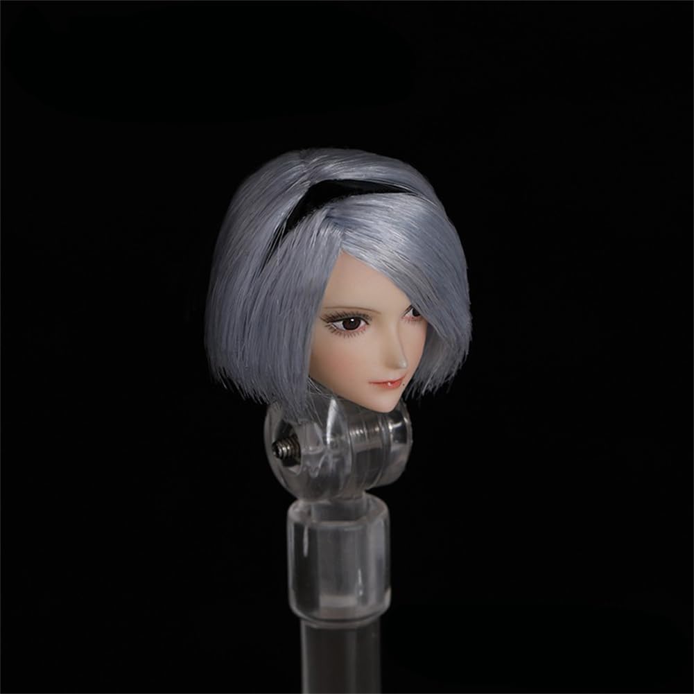 1/12 Scale Female Head Sculpt,6inch Figure Doll Accessories Anime Girl Eye Mask Pale Skin PVC Soldier Head Carving Model Fit 6''Miniature Action Figure Body