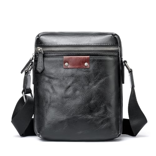 Bolso de hombro para hombre pequeño y cuadrado en cuero para viajar sin peso