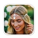 Catery Crystal Head Chain Jewelry Rhinestones Boho Headpiece 1920 Wedding Hair Accessories(Silver)