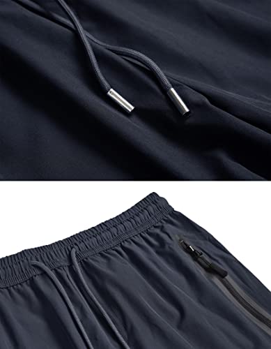 Balwuko Men'S Lightweight Quick Dry Hiking Running Pants Outdoor Sports Breathable Zipper Pockets Athletic Work Pants Navy L thumb #2