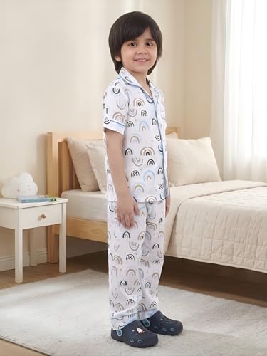 Image of POLKA TOTS 100% Pure Cotton Half Sleeve Night Suit for Kids, Girls & Boys | Cotton Pyjama Set | Unisex Night Dress for Children | Night Suit for Girls |Sleepwear for Kids | Winter Night Dress for Boys