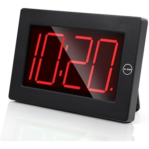 Timegyro LED Digital Wall Clock Battery Operated - Large Display Digital Clock, Adjustable Brightness, Wall or Table Mount Cover