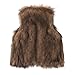 RONGXG Faux Fur Vest for Kid Girl Furry Cowgirl Sleeveless Jacket Cardigan Jacket Warm Fashion Waistcoat Vest Cardigan Coat (US, Alpha, X-Large, Regular, Brown)