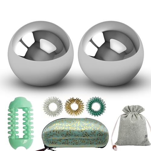 Stainless Steel Baoding Balls Set, 1.5 inch Chinese Health Massage Balls for Hand Therapy, Exercise, and Stress Relief, No Chime Handball