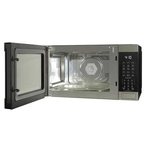 Image of GE 4-in-1 Countertop Microwave Oven, 1.0 Cu Ft, 1050W Convection Microwave with Air Fry & Broil, Compact and Quiet, Stainless Steel, Ideal for Apartments, Dorms & Offices, GCST10A1WSS | 1050W, Air Fry and Broil, Stainless Steel, Includes Crisper Pan, 2 Wire Racks and Removable Turntable