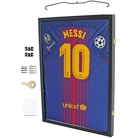 Jersey Display Frame Case Large Frames Shadow Box Lockable with UV Protection for Baseball Basketball Football Soccer Hockey Sport Shirt Black Finish Cover