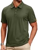 MAGCOMSEN Men's Polo Shirts Short Sleeve Dry fit Moisture Wicking Quick Dry Polo Shirts Tactical Collar Golf Shirts Army Green 2XL