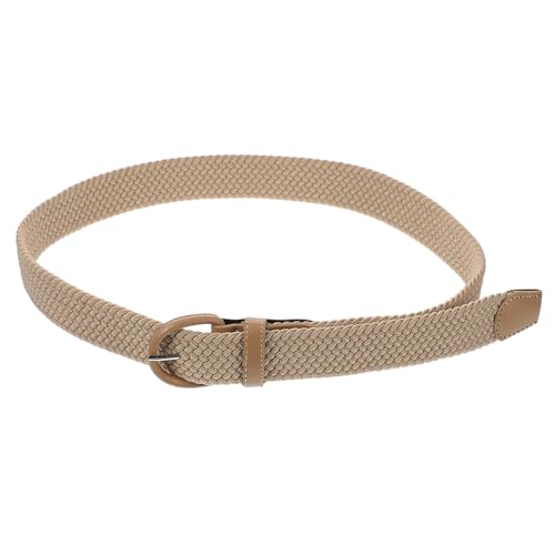 Durable Elastic Braided Waist Belt with Buckle Comfortable Stretch Dress Belt for Women and Men Unisex Waistband Accessory Beige for Dresses and Sweaters