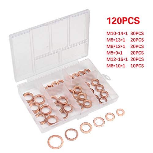 280/200 Pz Guarnizione in Rame Guarnizione Solida Rondella Tappo Coppa Olio Per Barca Crush Anello di Tenuta Piatto Strumento Accessori Hardware Confezione Nuovo-Cina, 280 Pz M5-M20