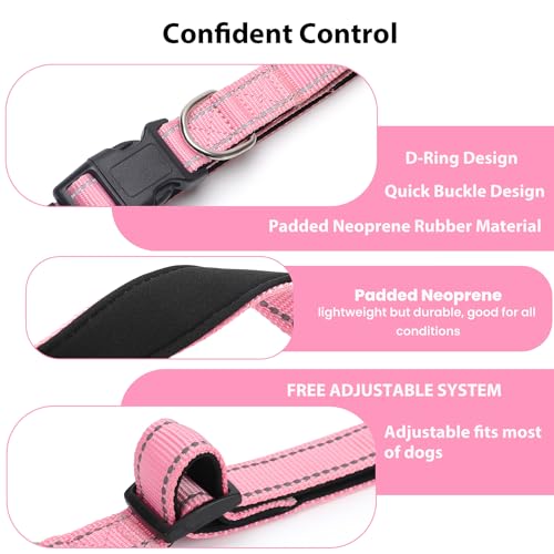 Image of Reflective Dog Collar, Adjustable Nylon for Medium Dogs,Pink