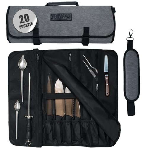 Asaya 20-Slot Waxed Nylon Knife Roll