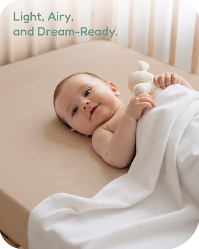 Image of Crib Sheets 2 Pack, Fitted Crib Sheet for Standard Crib Mattress 28x52x9, Ultra Soft Jersey Knit, Breathable Stretchy Deep Pocket, Snug Fit Stays Put, Baby Crib Mattress Sheet