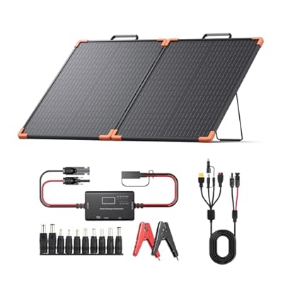 ZOUPW 100 Watt Portable Solar Panel with 20A PWM Controller,Camping Essentials,100W Foldable Solar Panel Kit for Power Station & 12V Batteries,23.5% High Efficiency IP68 Waterproof for RV Camping