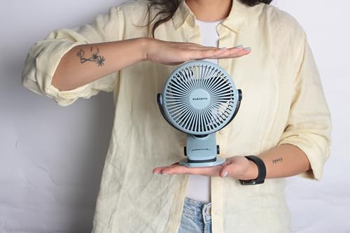 Image of The Better Home Fumato Mini Personal Clip Rechargeable Fan 10 W | 3 Speed USB C Charging | BLDC Silent Motor | 2000 mAh Battery | Up to 6 Hour Backup | Champagne Gold