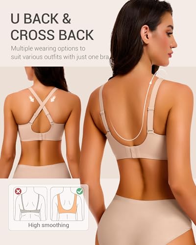 Image of Gailife Deep V Jelly Bras for Women No Underwire Wireless Seamless Push Up Bra Comfort Support Plunge Bralette Full Coverage