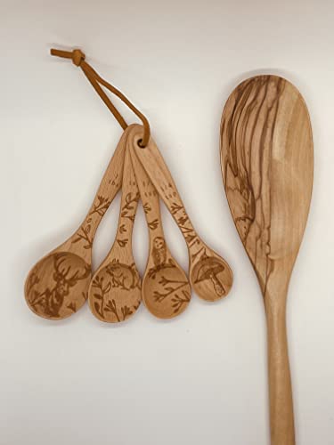 Eachave Beechwood Measuring Spoons Set Of 4 Wooden Coffee Scoop Cute & Functional Kitchen Tea Sugar Spice Salt Baking Tools #TOP1