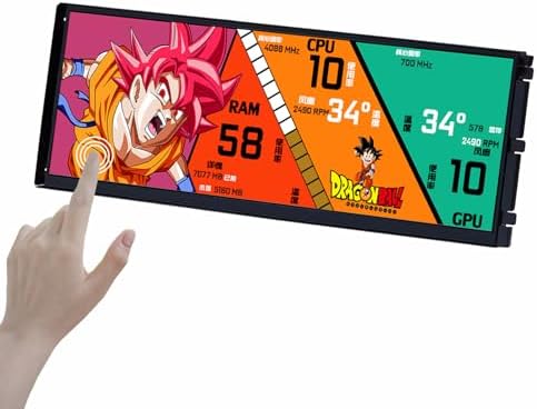 VSDISPLAY 14.5 Inch Touch Monitor for Y70 Computer Case 2560x720 IPS Stretched Bar LCD for DIY PC Case AIDA64 GPU CPU Data Monitoring Secondary Display