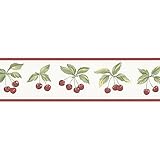 Norwall Wallcoverings FK78462 Fresh Kitchens 5 Cherry Wallpaper Border Red, Green