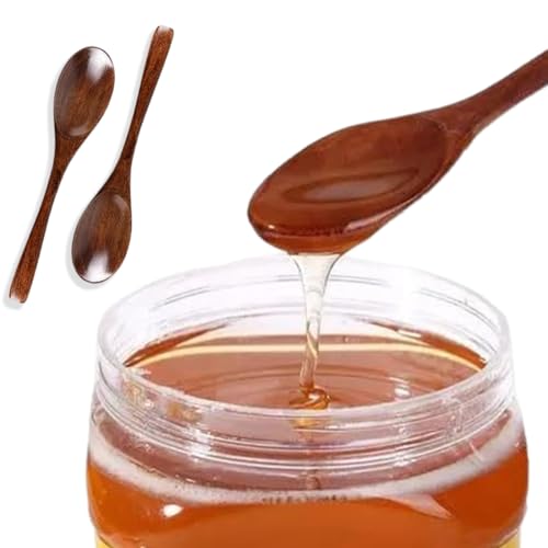 QOWUXHZ 2 Piezas Cuchara Madera Cucharas Pequeñas De Madera Cuchara De Miel De 14.5Cm Para Té Cucharas De Madera Para Comer Mini Cucharas De Madera Para Servir Café Té Condimento Marrón