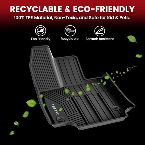 LASFIT Floor Mats Fit for Toyata RAV4 2019-2021 (Not Hybrid & Prime Rear Seat), Custom Fit All Weather TPE Floor Liners, 1st and 2nd Row,Black