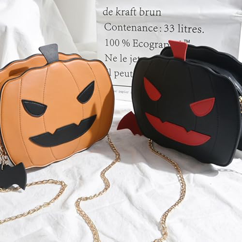 Crossbody Bag Halloween Pumpkin Messenger Bag Devil Shoulder Chain Bag for Women (Black)4