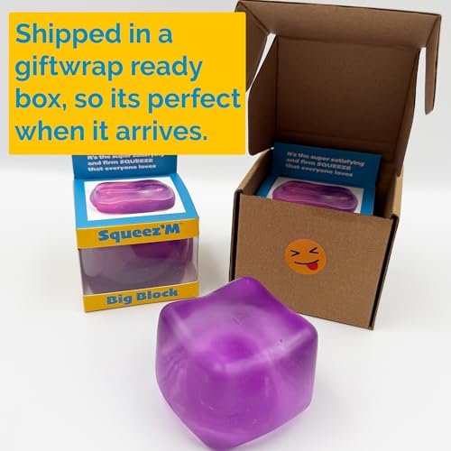 Image of Original Big Block Premium Stress Cube, Purple Squishy Fidget Toy, Adults | Non-toxic ASTM certified, US family-owned, easy replacement, jumbo purple sensory squeeze cube, stress relief