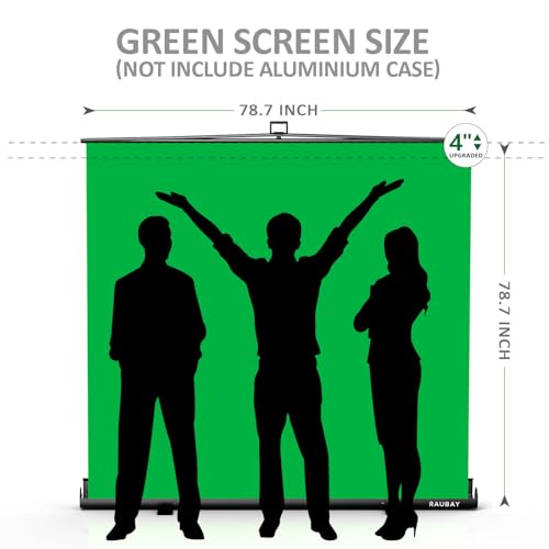 Raubay K97876 [Wider Style] Raubay 78.7 X 78.7In Large Collapsible Green Screen Backdrop Portable Retractable Chroma Key Panel Photo Background With Stand For Video Conference thumb #1