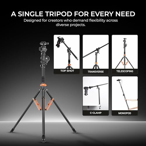Image of Digitek (DTR 830BH) 8.26ft Aluminum Light Stand Cum Tripod, 5Kg Max Load, 360 Adjustment, Ball Head, 4-Section, Overhead Shooting, 1 /4 & 3 /8 Screws, Cameras & Video Lights Compatible, for Photography