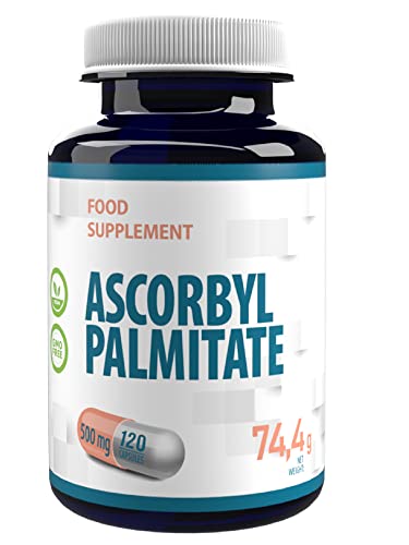 Ascorbyl Palmitate 500mg 120 Vegan Capsules, Certificate of Analysis by AGROLAB Germany, High Strength Supplement, No Fillers or Bulkers, Gluten and GMO Free