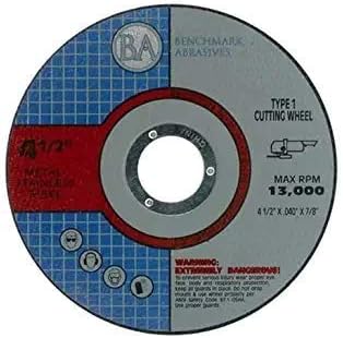 Benchmark Abrasives 4-1/2" Aluminum Oxide Quality Thin Cut Off Wheel for Metal and Stainless Steel 7/8" Arbor, Fiberglass Iron Cutting Wheel Use with Grinder - 50 Pack