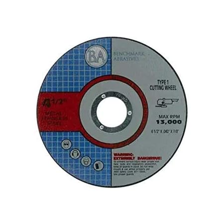 Benchmark Abrasives 4-1/2" Aluminum Oxide Quality Thin Cut Off Wheel for Metal and Stainless Steel 0.045" Thick 7/8" Arbor - 50 Pack