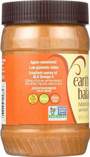 Image of Earth Balance Natural Peanut Butter & Flaxseed, Crunchy, 16 Ounce