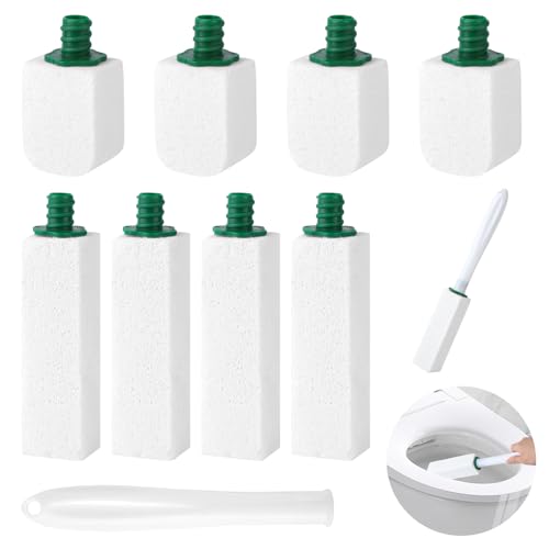 8 Piezas Piedra Pomez para Limpieza WC, 2 Formas Piedra para Limpiar Sarro WC, Cleaning Block WC con 1 Mango, Colgante Piedra Pomez para Pies para Baño, WC, Cocina