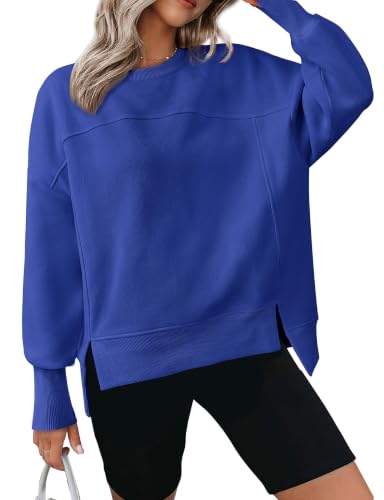 BTFBM Womens Crewneck Sweatshirts Fleece Pullover,M,Royal Blue